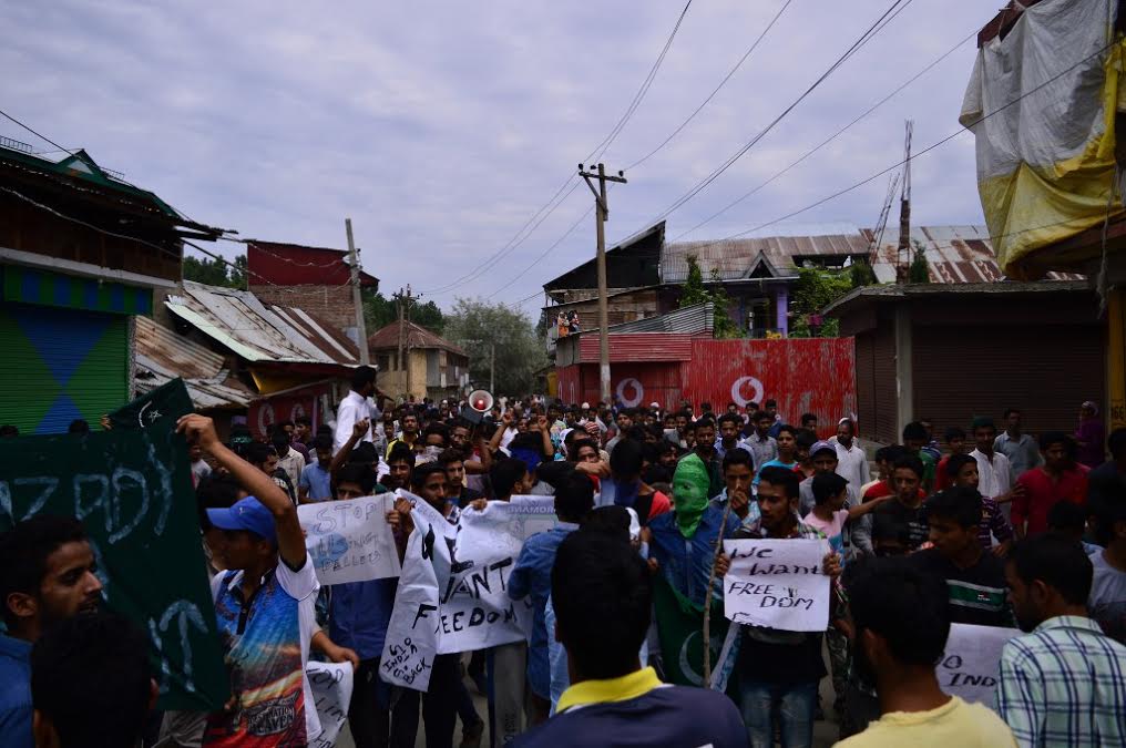 People held 'Referundum Congregations' in several areas of Kashmir on August 22, 2016. This one from Sopore. (KL Images: Mohammad Abu Bakr)