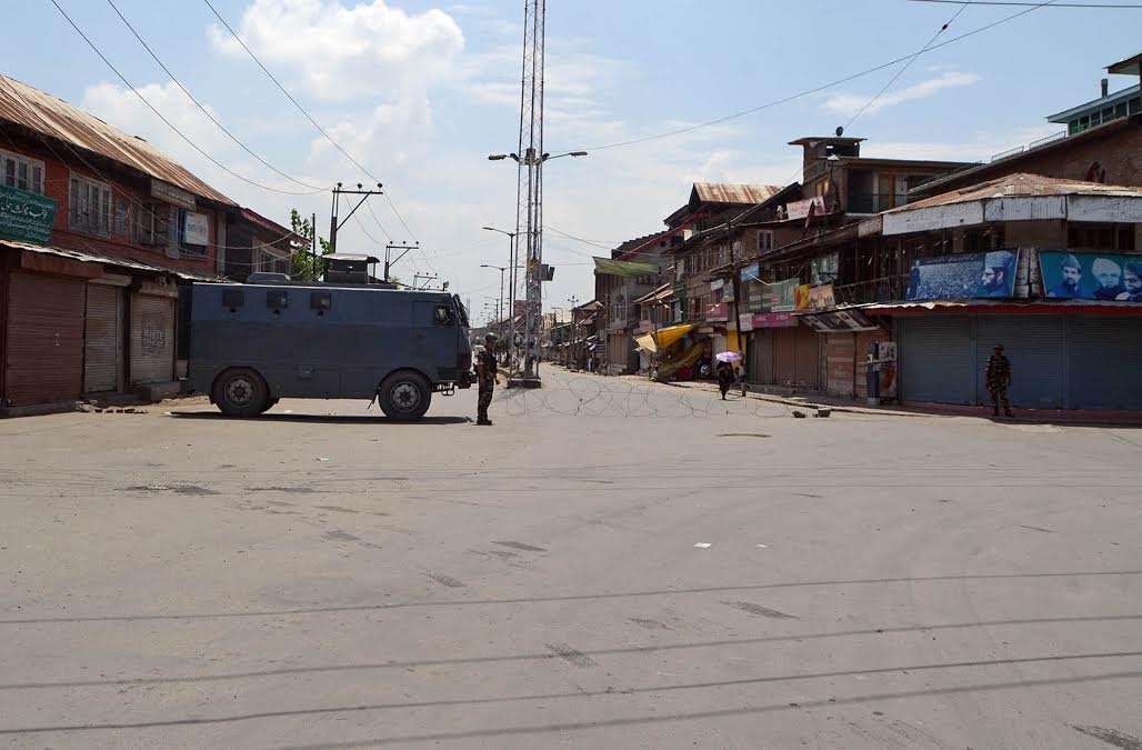 Kashmir observed complete shutdown call on August 09, 2016 while government continued to impose curfew for 32nd consecutive day.