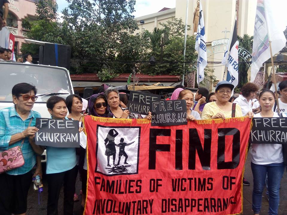 Asian Federation Against Involuntary Disappearances volunteers seeking release of Khurram Parvez in Philippines.