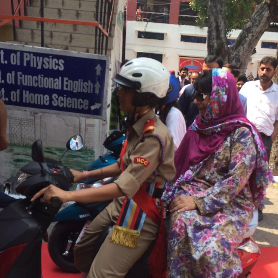 cm-mehbooba-mufti-in-jammu-on-scooty