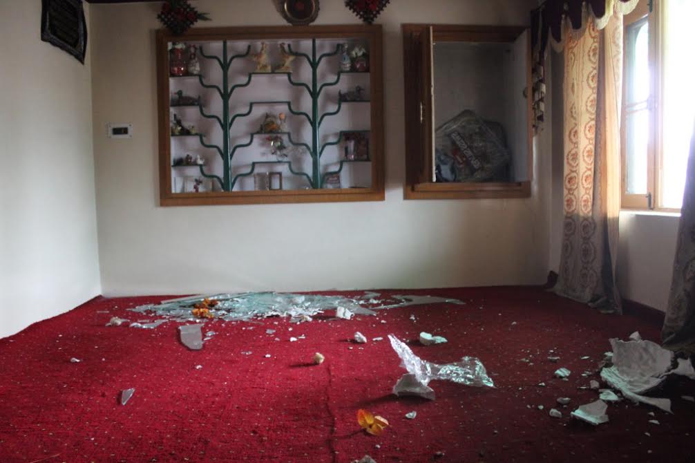 The damaged house of Ab Gani Bhat in Sopore. Bhat is district Baramulla chief of Tehreek-e-Hurriyat. (KL Images courtesy: Suhail Khan)