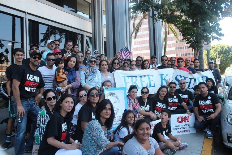 Kashmiris holding protest in Los Angeles United States.