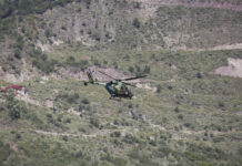 Indian Army Helicopter Crashes Near Leh Scores of helicopter sorties roved over Uri on September 18, 2016 following the militant attack. (KL Image: Bilal Bahadur)