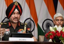 New Delhi: Director General Military Operations (DGMO), Ranbir Singh salutes after the Press Conferences along with External Affairs Spokesperson Vikas Swarup, in New Delhi on Thursday. India conducted Surgical strikes across the Line of Control in Kashmir on Wednesday night.