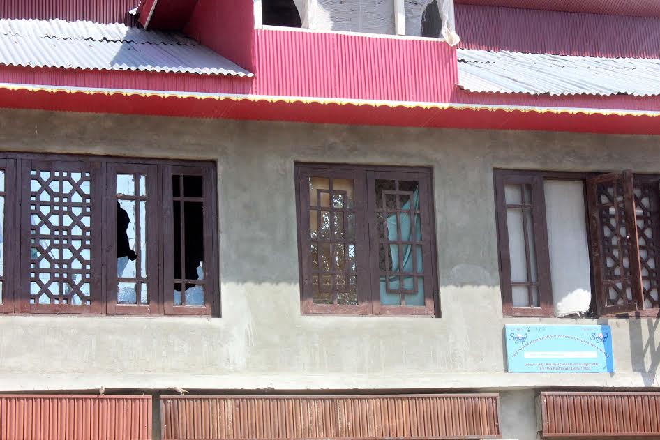 Window panes damaged by forces in Hugam village of Srigufwara. (KL Images: Shah)