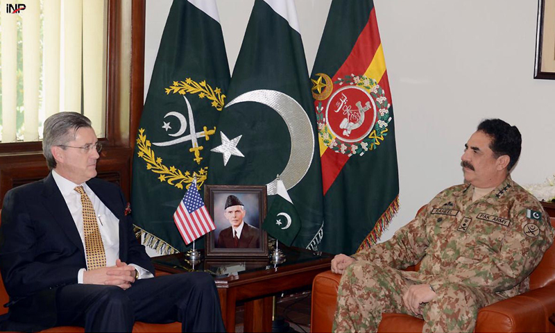 Ambassador Richard Olson, the US Special Representative on Afghanistan and Pakistan in a meeting with Pakistan COAS, Gen Raheel Sharif, in this file photo.