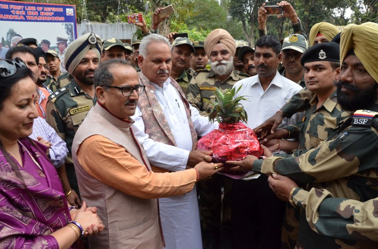 Deputy Chief Minister with BSF in RS Pora for Diwali celebrations (Photo: J&K Government
