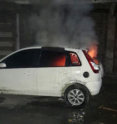 Ford Figo of Jeelani Kumar set ablaze on Oct 28, 2016 evening.