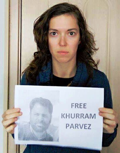 An ICAED Georgia member seeking release of Khurram Parvez.