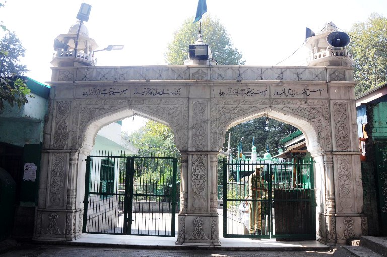 Closed: Jamia Masjid and a shrine near UNMOGIP office in Srinagar. (KL Image: Bilal Bahadur)