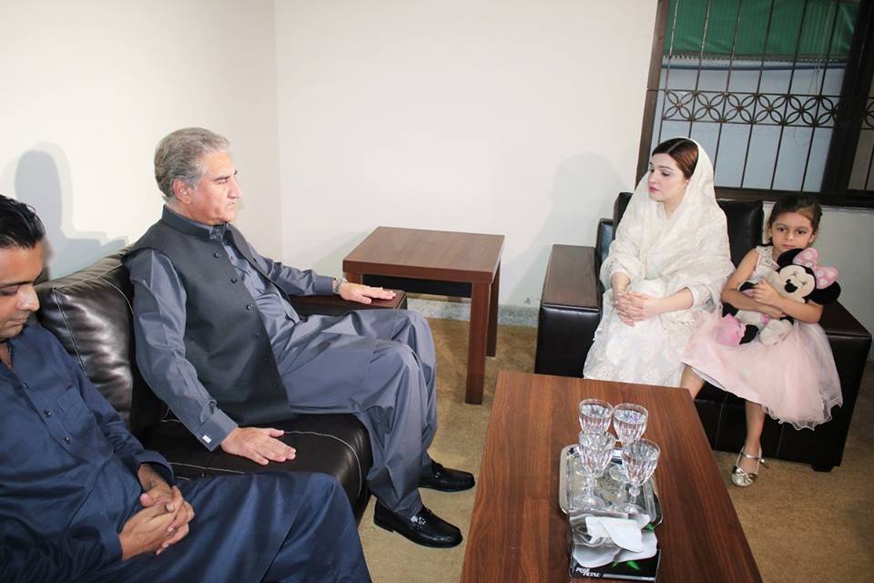 Shah Mehmood Qureshi with Mushaal Hussein Mullick in Islamabad Pakistan.