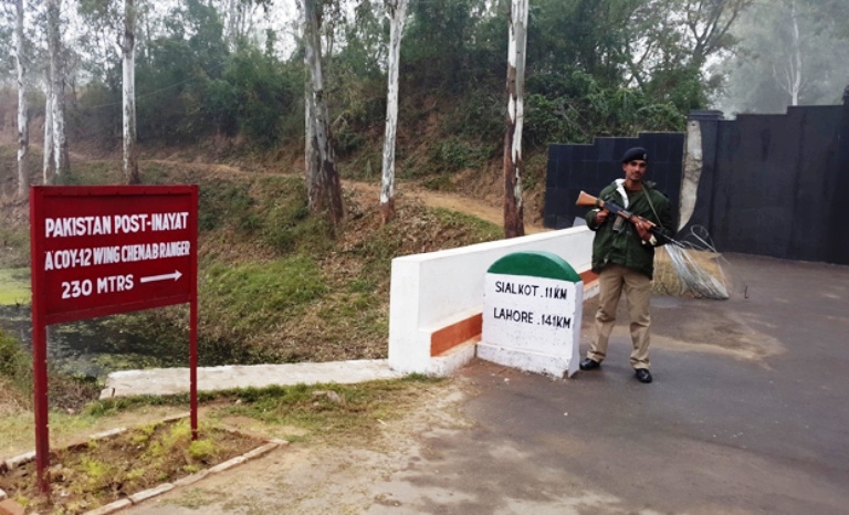 The last milestone on the road to Sialkot from Jammu at R S Pora