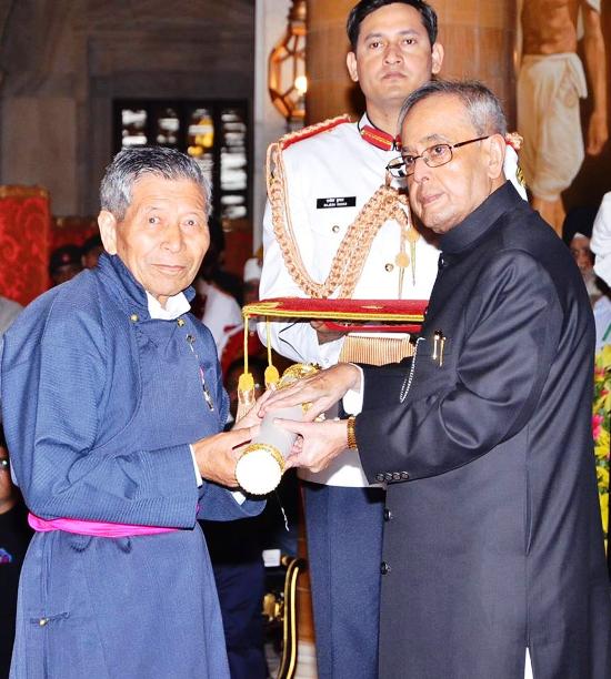 Recognition: Norphel getting the Padma Shri from President of India in 2015 