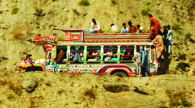 Colourful passenger bus plying on Pak side of Teetwal.