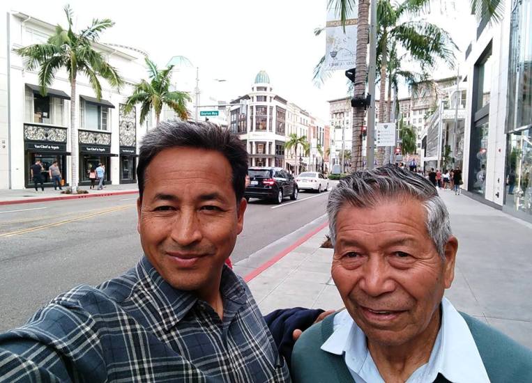 A Selfie in Hollywood: Wangchuk with Chhewang Norphel, the glacier builder