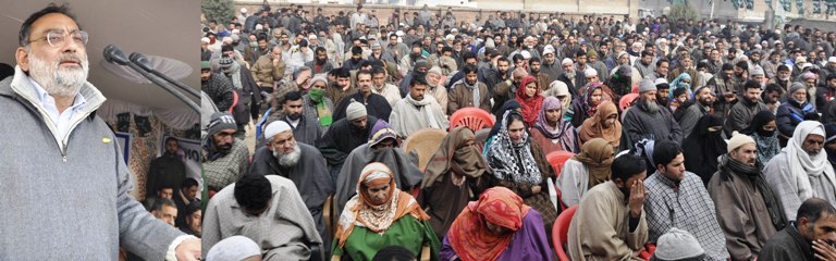 Dr Drabu speaking in a function in Pulwama