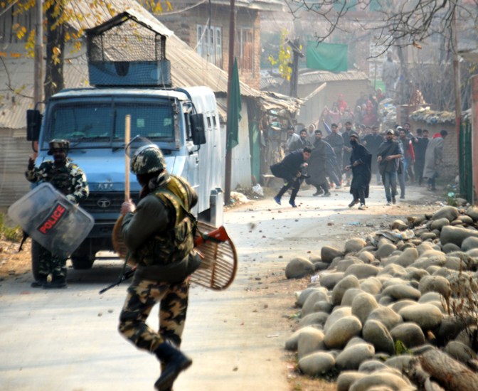 Local young men fought with cops soon after the Chief Minister left the south Kashmir village 