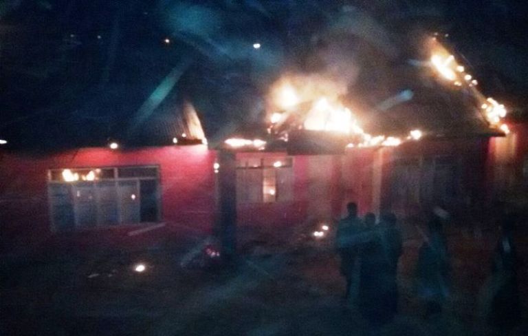 Locals sent a photograph of the school that was partly destroyed in a fire