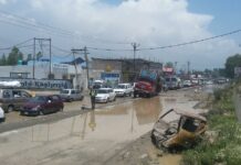 Massive potholes at Sempora lead to hours of traffic jam on highway; Govt in slumber