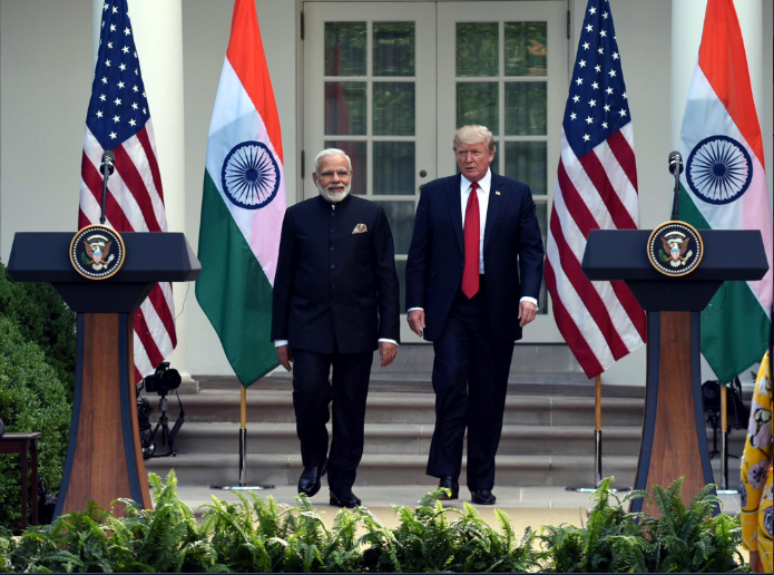 PM Narendra Modi and US president Donald Trump arrive at a joint presser after the duo hold bilateral meeting on June 26, 2017 in Washington DC.