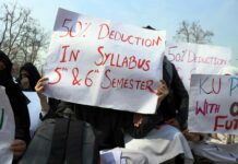 Undergraduate students stage protest, demand relaxation in syllabus