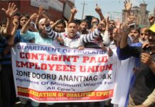 CPW employees protest in Srinagar, seek regularization