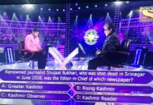 In KBC Today, Amitabh Bachan asked: Shujaat Bukhari Was Editor of…