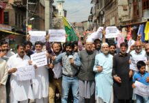JKLF stages peaceful protest against civilian killings, plight of Kashmiri prisoners