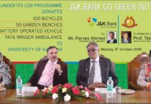J&K Bank’s CSR, Go-Green Initiative in Kashmir University