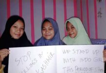 Daughter widowed in Kashmir, family protest in Indonesia