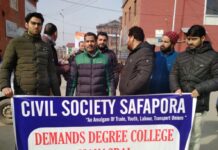 Safapora residents stage protest in Srinagar, demand degree college