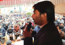 Congress State President G A Mir addressing people in South Kashmir.