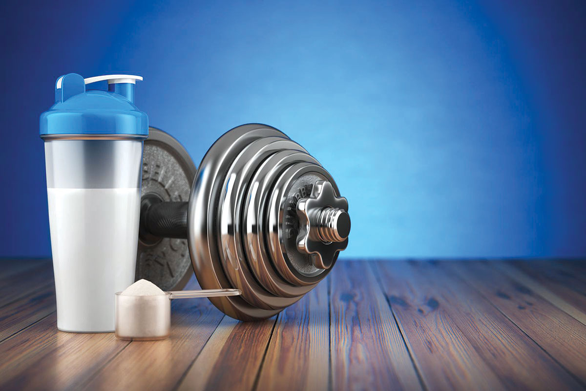dumbell-and-protein-shaker