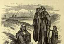 An 1870 lithograph showing a group of Kashmiri Mulsim women in Srinagar.