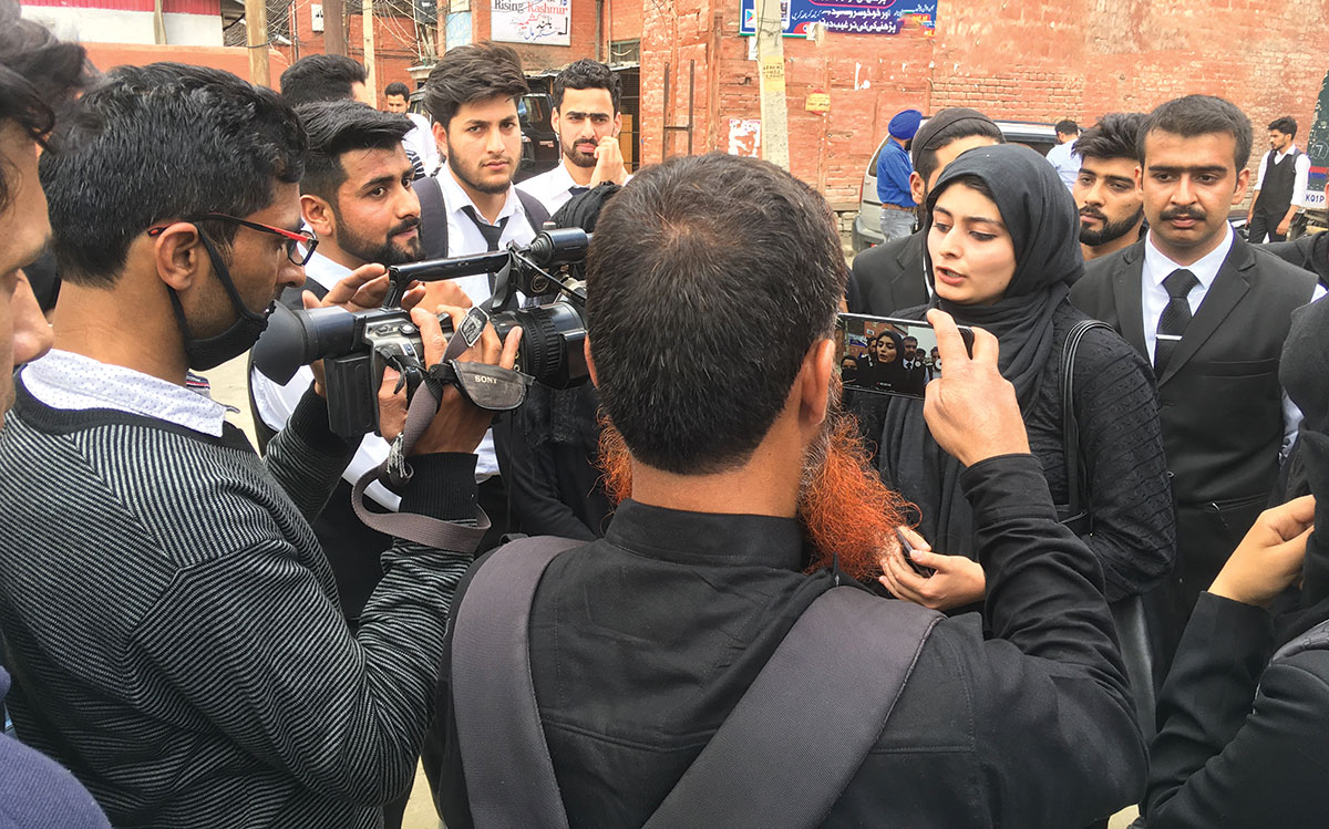Law students protesting against women. KL Image: Bilal Bahadur