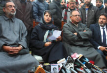 Whither PDP? Mehbooba Mufti with her erstwhile party members.