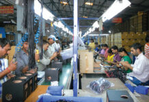 A group of employees of a private company during their working hours.