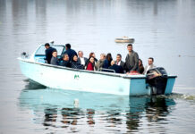 EU delegation enjoying a boat ride in Dal Lake Srinagar. KL Image by Bilal Bahadur