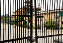 Locked gates of Jamia Masjid Srinagar.
