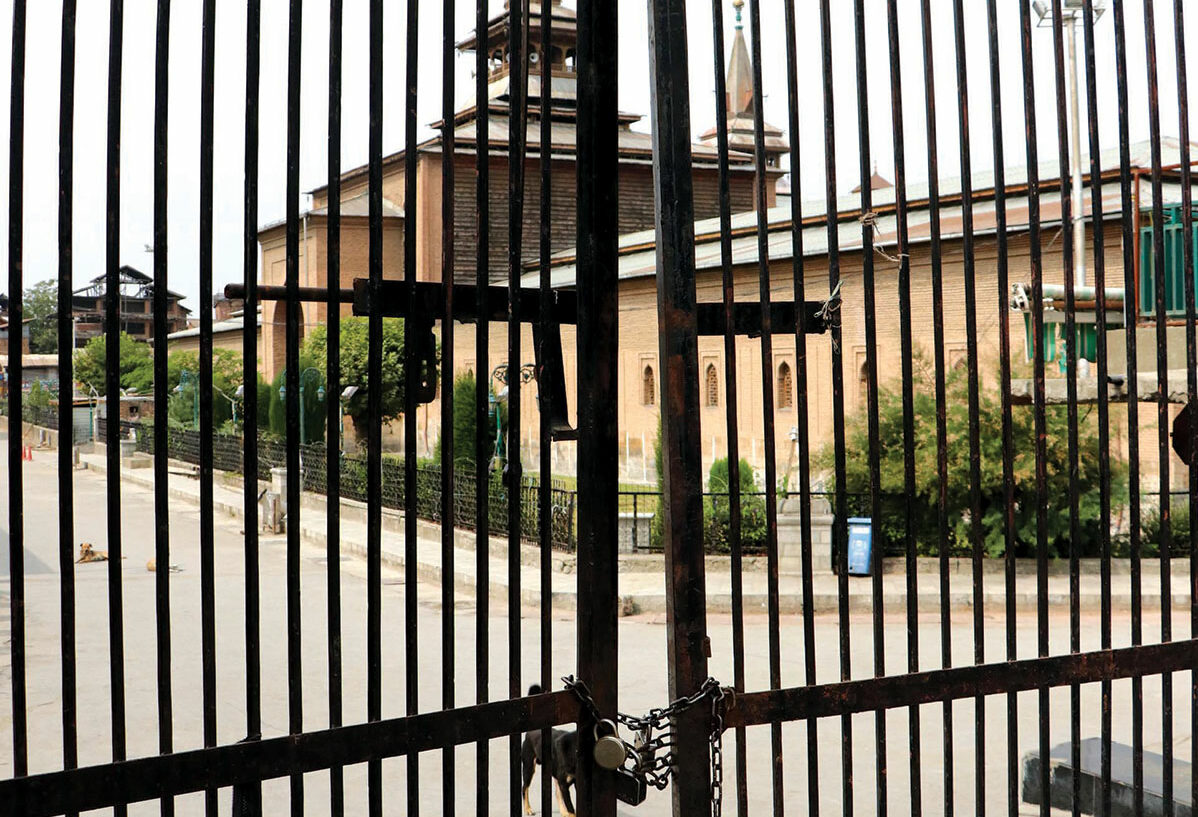 Locked gates of Jamia Masjid Srinagar.