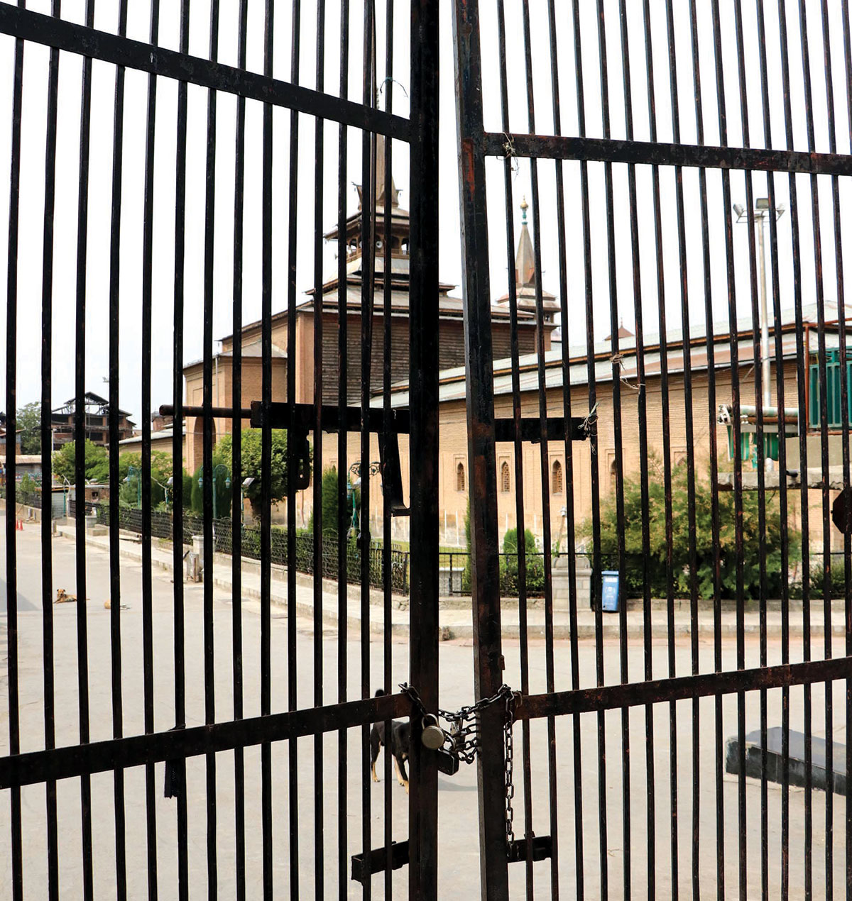 Locked gates of Jamia Masjid Srinagar.