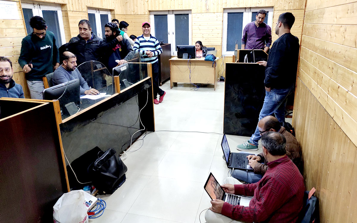 Inside view of Media Facilitation Centre, stationed at Directorate of Information Department, Srinagar.