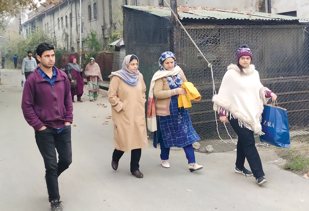 Relatives of political detainees coming out of MLA hostel Srinagar. KL Image by Tahir Bhat