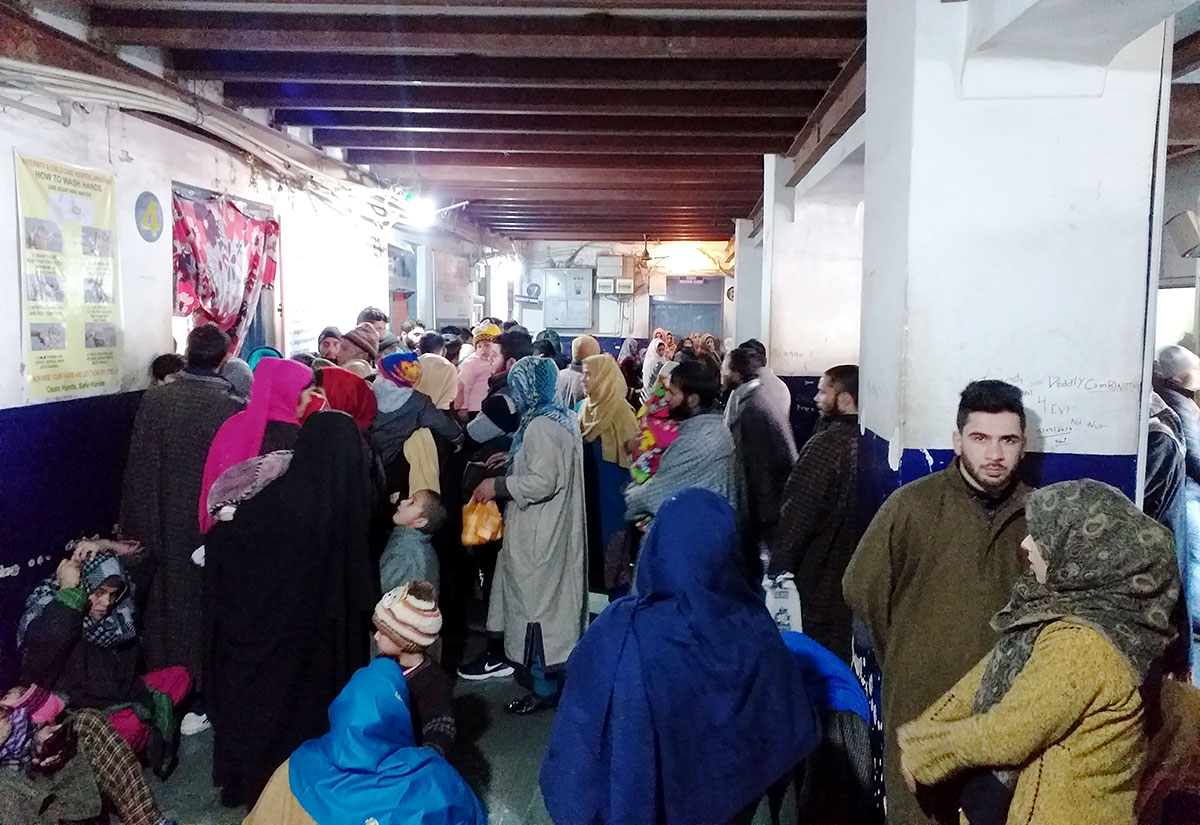 Patients outside the Block A’s OPD section. KL Image by Shah Hilal