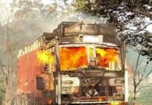 Truck Catches Fire, Traffic Suspended