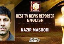 NDTV’s Nazir Masoodi Adjudged India’s Best TV Reporter In 2019
