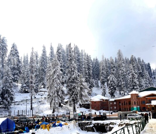 Fresh Snowfall in Gulmarg as Rain Lowers Temperatures Across Kashmir