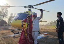 Groom Flies Bride To His Village Home In A Chopper