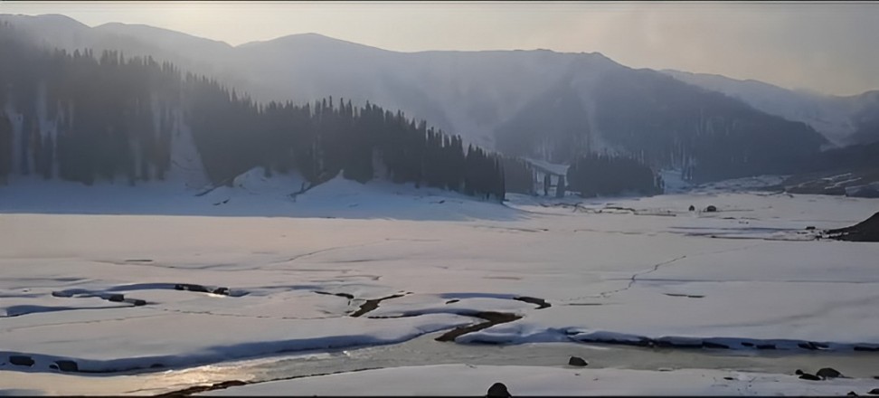 Sun shining on the Bungus valley in Kupwara district on Jan uary 21 2024 after a fresh snowfall