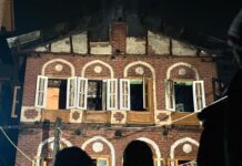 House Owner Dies in Srinagar Blaze Fire gutted residential house at Jamalata locality of Srinagar on Feb 29 2024. (Photo Umar Dar(KL)